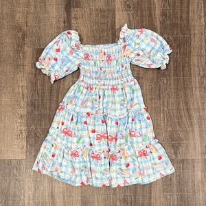 Mila and rose Adorable Kids back to school  Dress with Red and Blue Pattern